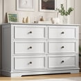 thumbnail image 1 of IDEALSOUL White Dresser,6 Drawer Dresser for bedroom,Retro Wood Storage Cabinet for Living Room, 1 of 13