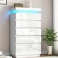 thumbnail image 1 of 6 Drawers Dresser, Modern Tall Dresser for Closet with Adjustable LED Lights, High Gloss Chests of Drawers, Wood Storage Cabinet for Bedroom, Entryway, Living Room, Dressing Room, White, 1 of 10