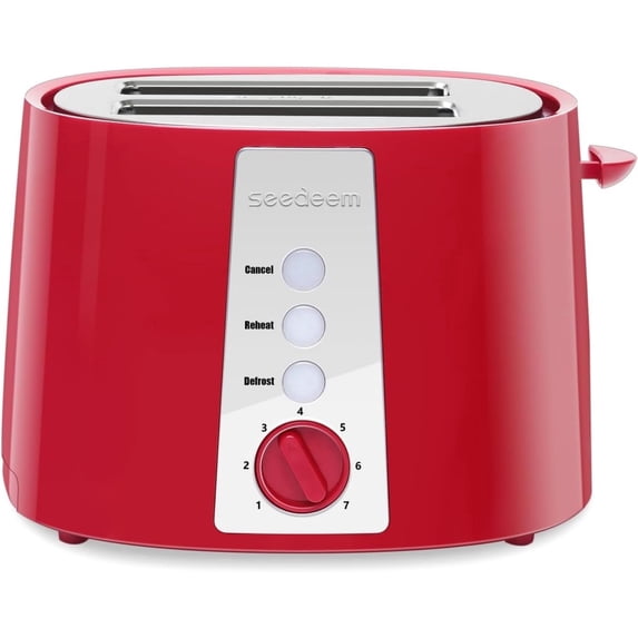 Toaster 2 Slice, Extra Wide Slot Toaster, 7 Shade Settings, Bread Toaster with Cancel, Defrost, Reheat Function, Extra Wide Slots for Waffle or Bagel, Removable Crumb Tray, 750W, Retro Red