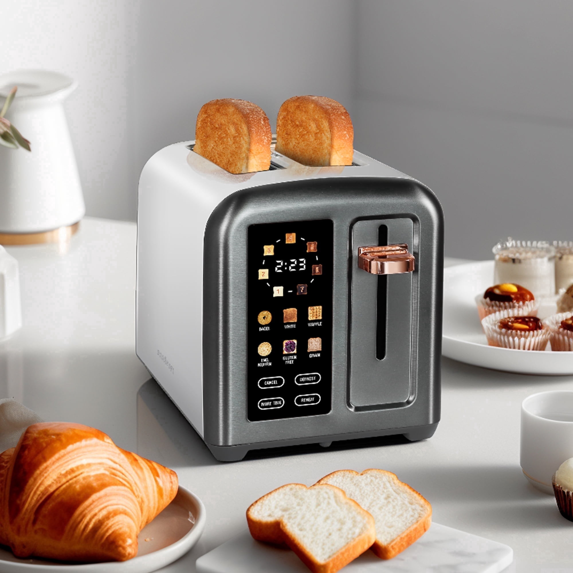 Toaster 2 Slice, Touch Control Stainless Toaster LCD Display, 50% ...