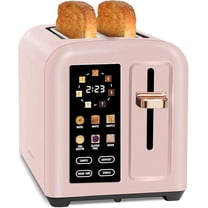 SEEDEEM Toaster 2 Slice, Touch Control Stainless Toaster LCD Display, 50% Faster Heating Speed, 1.4'' Wide Slots, More Timer Functions, Removable Crumb Tray, 1350W, Crystal Pink