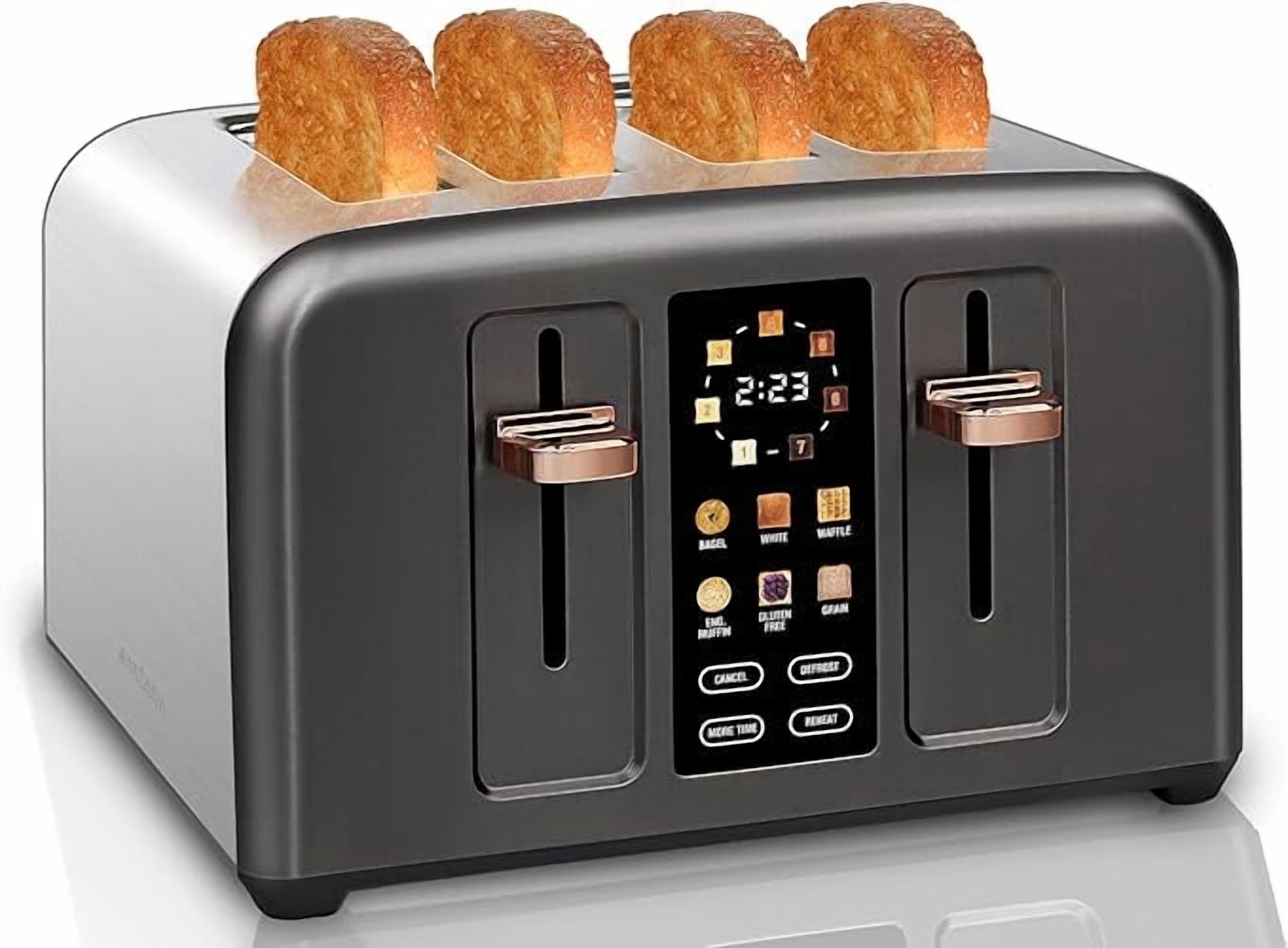 Toaster Screen Displays SEEDEEM Toaster 4 Slice, Full Touch control Toaster, LCD Display, 6 ...