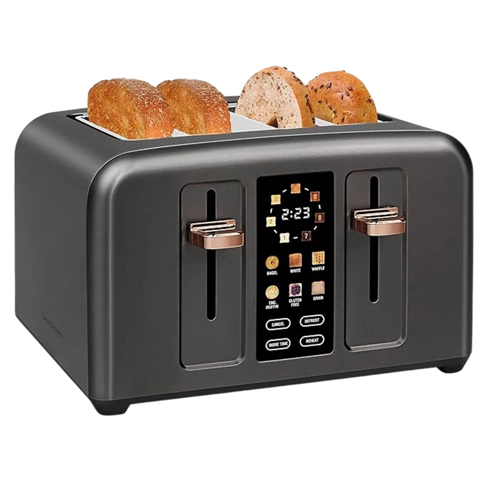 Toaster Selector SEEDEEM Toaster 4 Slice, Stainless Toaster LCD Display, Touch Buttons ...