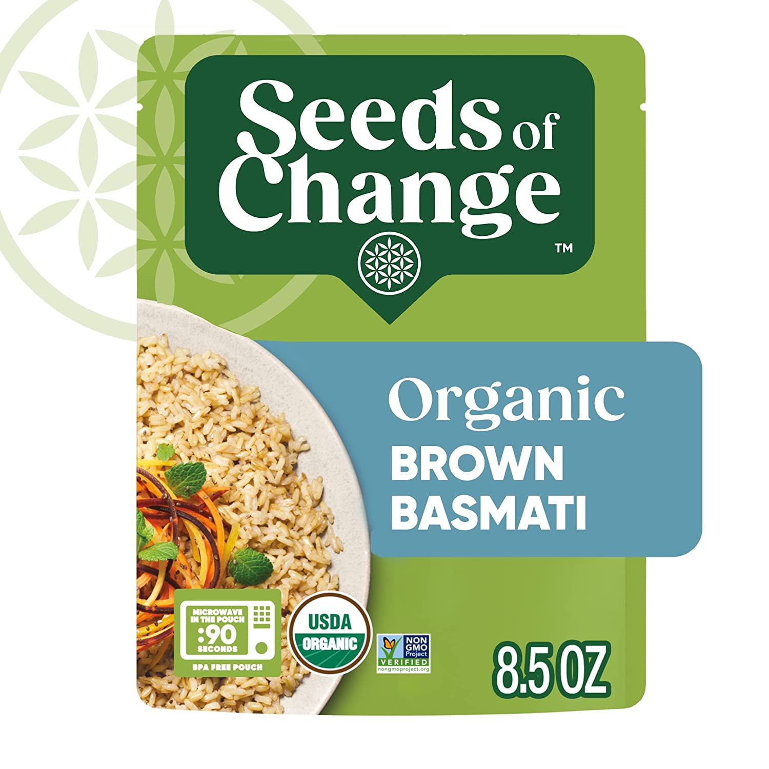 SEEDS OF CHANGE Organic Brown Basmati Rice, Microwaveable Ready to Heat, 8.5 Ounces (Pack of 6)