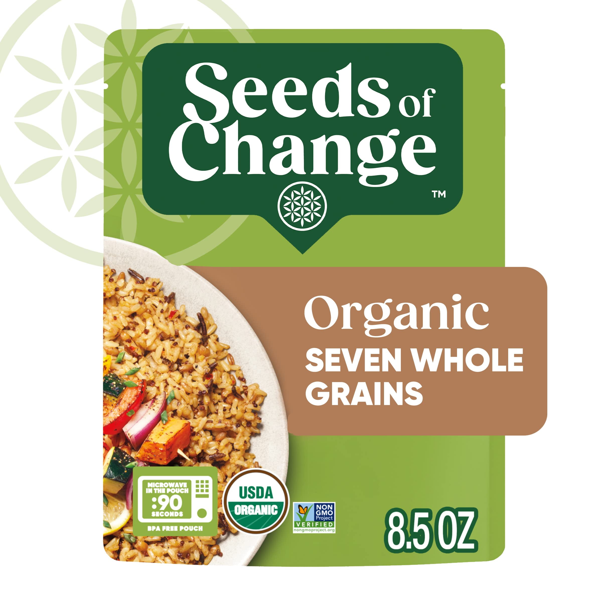 SEEDS OF CHANGE Organic Seven Whole Grains Rice Blend, Microwaveable Ready to Heat, 8.5 Ounces (Pack