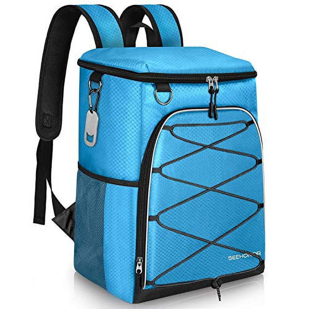 SEEHONOR Insulated Cooler Backpack Leakproof Soft Cooler Bag Lightweight Backpack  Cooler for Lunch Picnic Fishing Hiking Camping Park Beach, 25 Cans (Blue) 