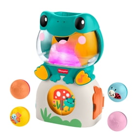 Fisher-Price Light-Up & Roll Frog Musical Ball Drop Activity Toy for Baby & Toddler, 3 Balls