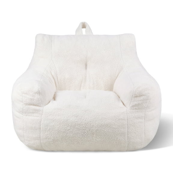 SEEKOL Bean Bag Chair,Arm Shape White Chair with Removable and Washable Cover,