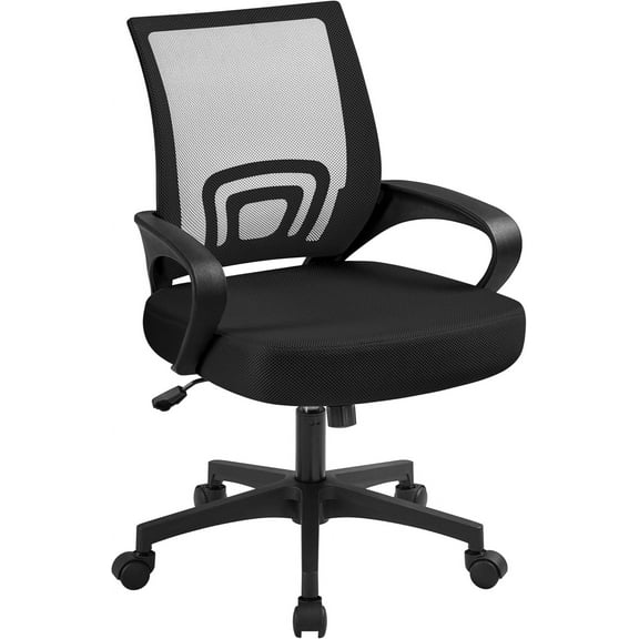 SEEKOL Mid-Back Mesh Office Chair Adjustable Ergonomic Computer Task Chair Swivel Rolling with Lumbar Support Armrest for Home Office Work Study, Black