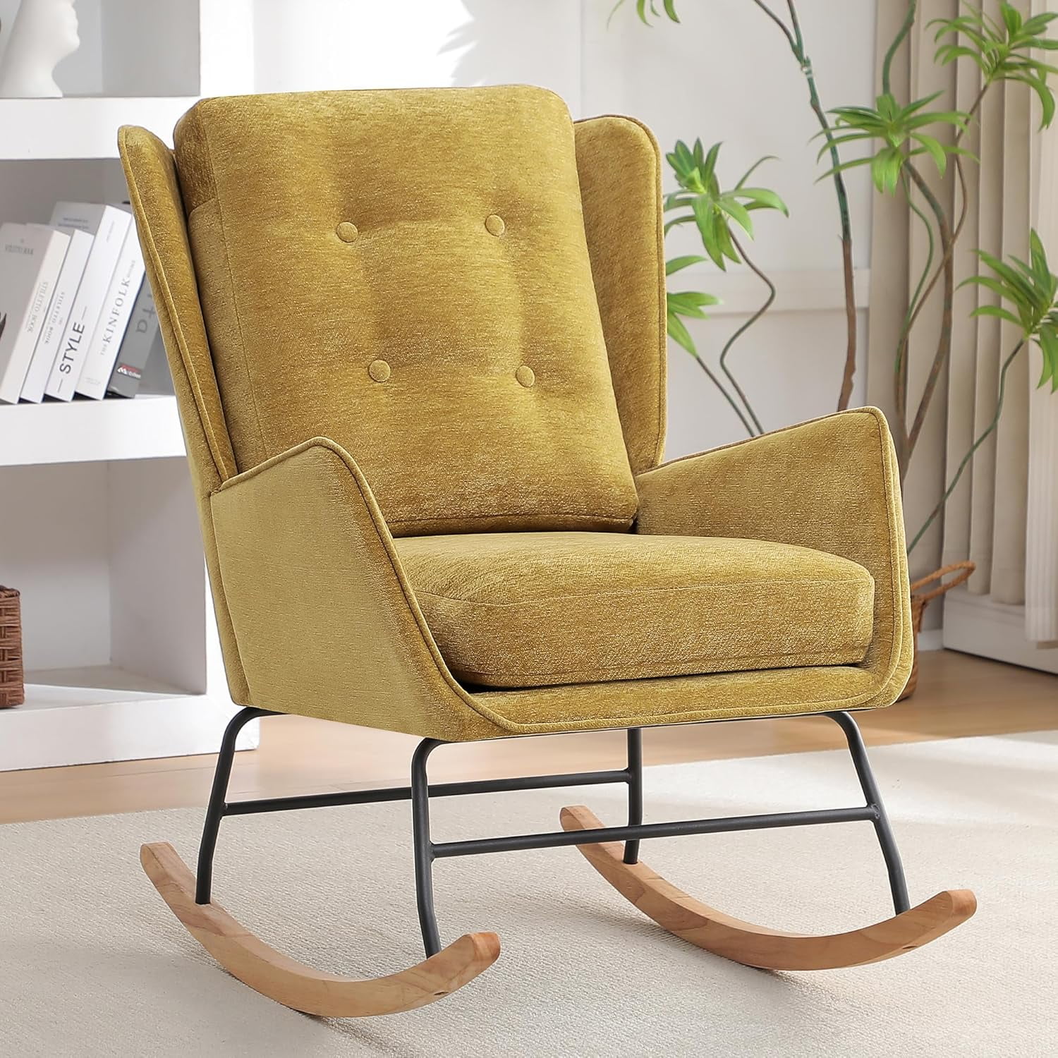SEEKOL Nursery Rocking Chair, Comfy Rocker Armchair for Nursery, Modern ...