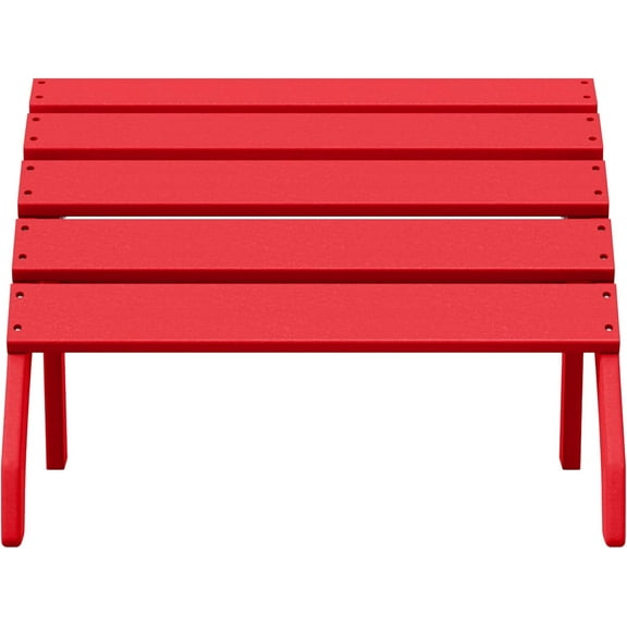 SEEKOL Outdoor Patio HDPE Adirondack Ottoman Footrest, Red 19.3"D x 22"W x 14.8"H