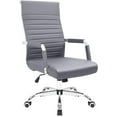 thumbnail image 1 of SEEKOL Ribbed Office Desk Mid Back Computer Chair Height Adjustable Conference Executive Task Swivel PU Leather Grey, 1 of 8