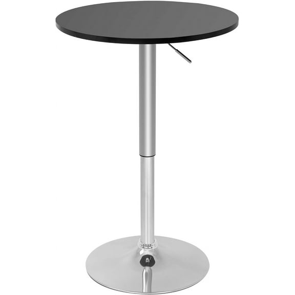 SEEKOL Round Bar Table with Hydraulic High Top Pub Table Sturdy Metal Base, Cocktail Table for Home, Kitchen or Dining Room (1, Black with Adjustable)