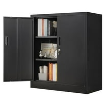 SEEKOL  Metal Storage Cabinet, 36" H Locking Storage Cabinet with Adjustable Shelves, Steel Cabinets for Garage, Home, Office, Utility Room-Black