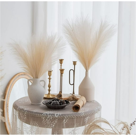 SEELOK 30 Pcs 17Inch Natural Dried Pampas Grass ,Fluffy Floral Pampas Grass Bouquet Reed Grass for Vase Filler Farmhouse Home Wedding Decor (Beige)