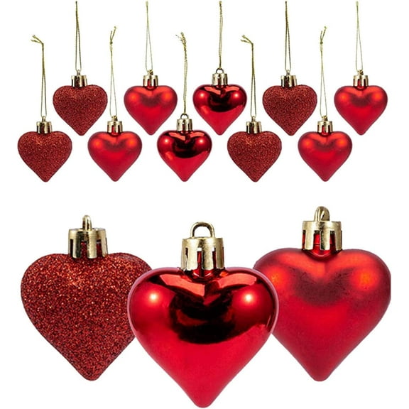 SEELOK 36 Pieces Heart Shaped Decorations Glitter Romantic  Decor for Wedding Anniversary, Marriage Proposal, Wedding Party (Red)