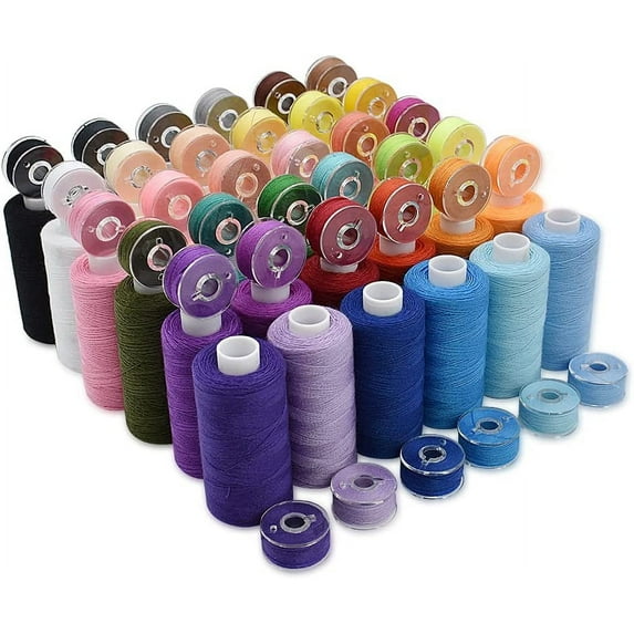 SEELOK 72Pcs Bobbins Sewing Thread Kits,400 Yards Per Thread Spools with Box for Hand & Machine Sewing