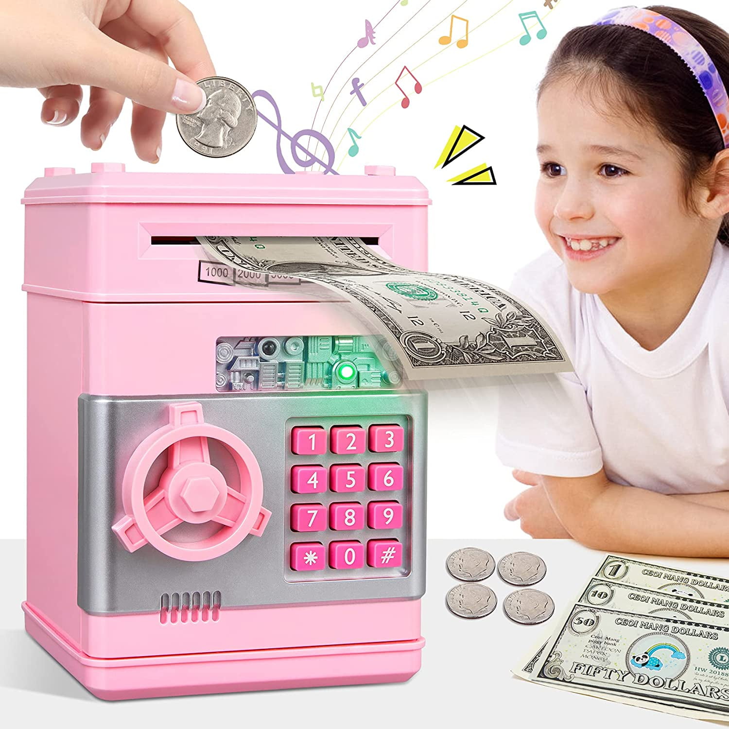 SEELOK Kids' ATM Piggy Bank Digital Safe Box with Password Lock
