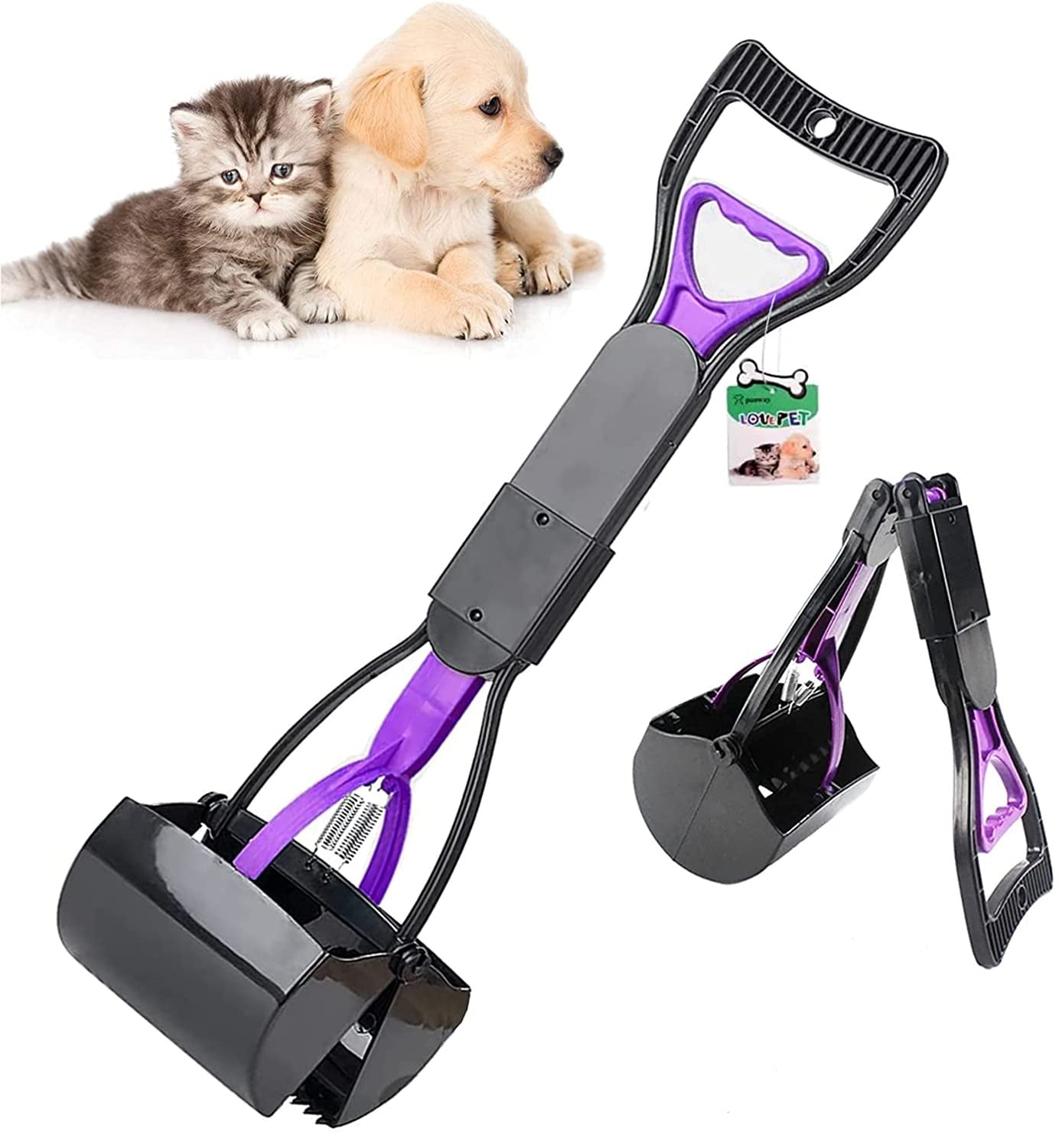 SEELOK Pet Pooper Scooper Foldable Long Handle Pooper Scooper Pet Waste
