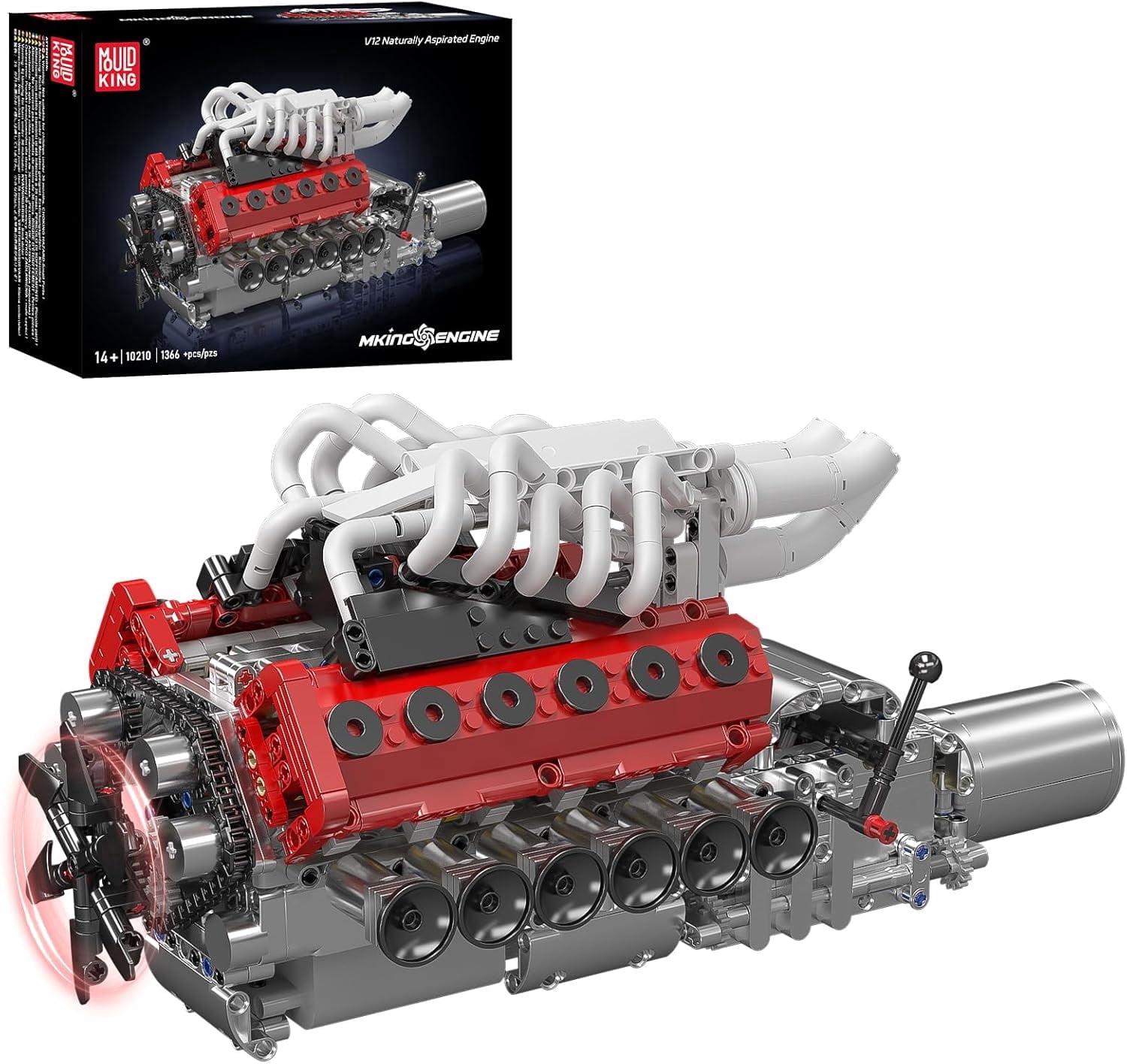 SEEMEY  10210 V12 Engine Model Kit that Works, Build Your Own Mini Car Engine Replica, Engeering STEM Toys for Adults, Home or Office Décor (1366 Pcs)