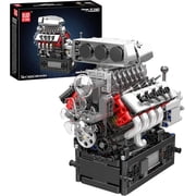 SEEMEY 10225 V8 Engine Model Kit that Works - Car Engine Building Blocks Kit with Battery, STEM Mechanic Engineering Construction Set for Adults855 PCS
