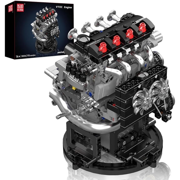 SEEMEY 10234 VTEC Engine Model Building Kit, 772+ Pieces V-Type Mechanical Assembly Project with Synchronized Piston and Camshaft Movement, Internal Combustion Replica for Display
