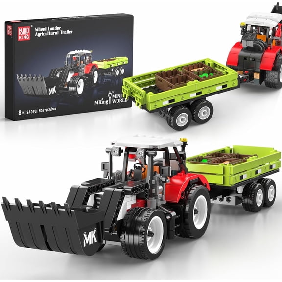 SEEMEY 24093 Farm Wheel Loader Building Sets, 504+ Pieces Mini World City Series Construction Sets, Farm Toys