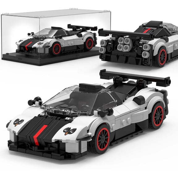 SEEMEY 27093 Speed Champion Technik Car Building Set & Display Case, MOC Classic Race Cars for Adults, Creative Cool Vehicles Model Toys (383Pcs)