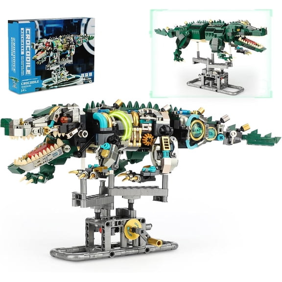 SEEMEY Crocodile Building Set - Alligator Animal Toy with Display Stand and Light, Compatible with Lego Dinosaur, for Adults  (996 PCS)