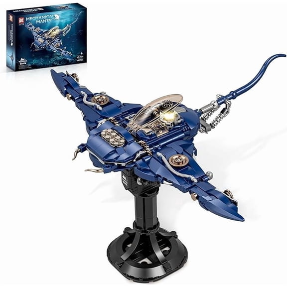 SEEMEY Mechanical Fish Building Sets for Audlts, Sea Animal Model Collection Toy with Display Stand,Home and Office Decor Building Block,689PCS