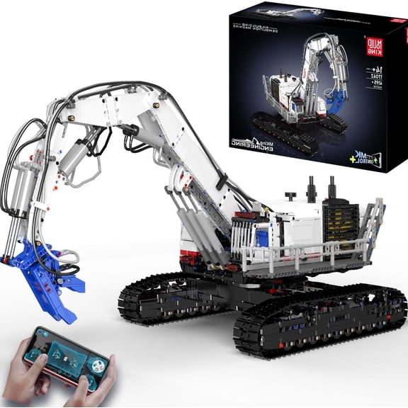 SEEMEY Mobile Demolition Crane Construction Set, APP Control Motorized Excavator Truck Building Blocks Kit, DIY Assembly STEM Car Toys for Adults - Perfect for Creative Play and Learning (4195+)