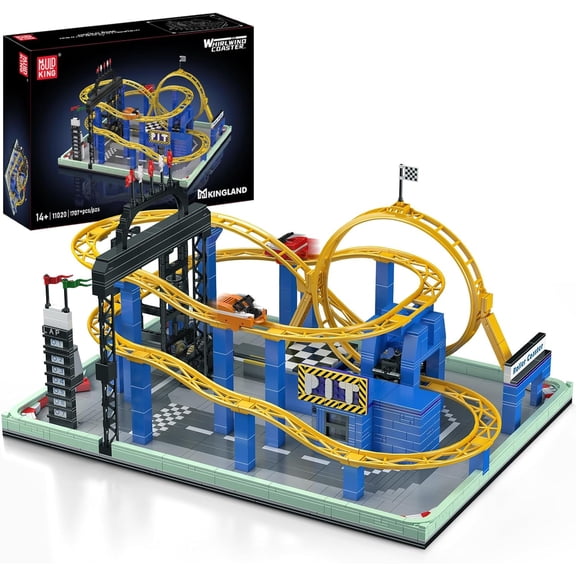 SEEMEY Roller Coaster Building Set, Large Amusement Park Coaster Model Kit with Motors, Whirlwind Coaster Creative  for Adults, STEM Toy Kit(1707 PCS)