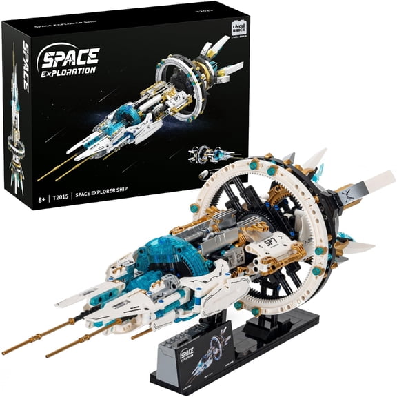SEEMEY Space Spaceship Building Blocks Set,with Lights and Power Motor,Interstellar Space Station,Space Exploration Toy