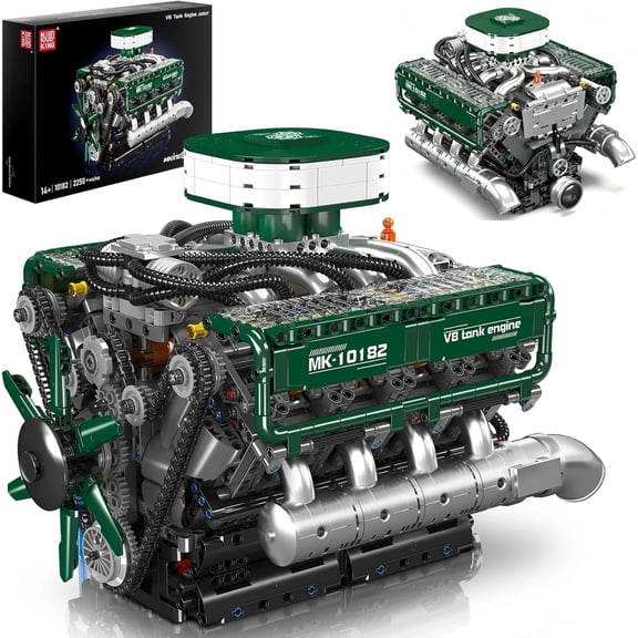 SEEMEY Tank V8 Engine Building Sets, V8 Model Engine Kit for Adults, Engine Scale Model with Motor, 10182 STEM DIY Building Kits that Works, Blocks Toys (2250 Pieces)