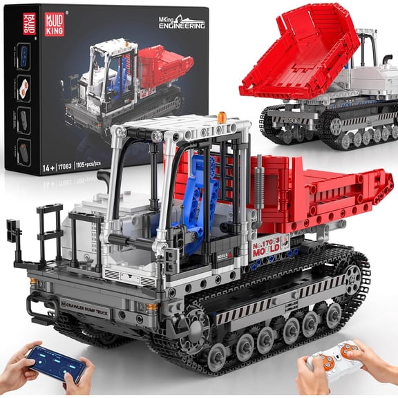SEEMEY  Technik Crawler Dump Truck Building Sets, 17083 APP Programmable Construction Large Vehicle Model Set, Track-Type Dump Truck Building Set for Adult(1105 Pcs)