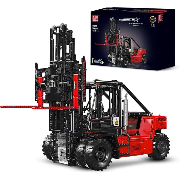 SEEMEY Technique Forklift Truck Toy 1:6 Scale, 17045 Building Blocks Kit, MOC Remote Control Heavy-Duty Shelf Lifted Truck Model Toy, for Adults (4579 Pieces)