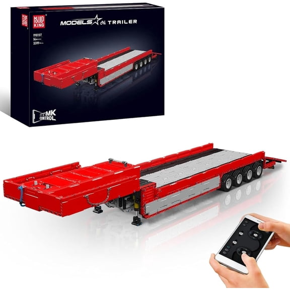 SEEMEY Trailer Truck Technique Building Blocks Kits, MOC 19015T Truck Model Set to Build, for Adults Collections Enthusiasts(3,399 Pieces with Motor/RC)