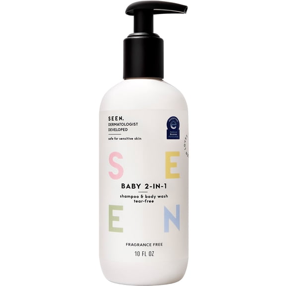 SEEN Baby 2-in-1 Shampoo & Body Wash Fragrance-Free, Tear-Free & Non-Irritating Dermatologist-Developed Gentle Cleanser for Sensitive & Eczema-Prone Skin - 10 fl oz