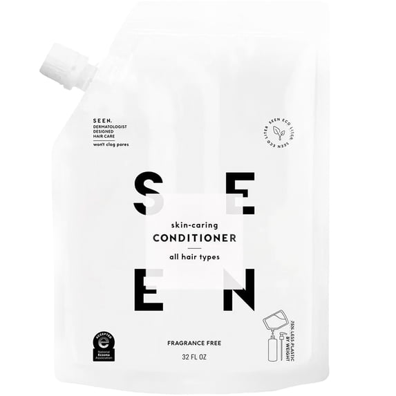 SEEN Conditioner Eco-Refill, Fragrance Free - Non-Comedogenic Hair Conditioner- Dermatologist-Developed - Safe for Sensitive, Eczema & Acne Prone Skin - 32 fl oz