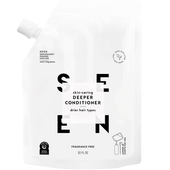 SEEN Deeper Conditioner Eco-Refill, Fragrance Free - Non-Comedogenic Hair Deeper Conditioner- Dermatologist-Developed - Safe for Sensitive, Eczema & Acne Prone Skin - 32 fl oz