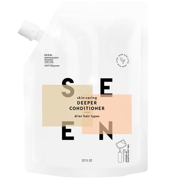 SEEN Deeper Conditioner Eco-Refill, Scented - Non-Comedogenic Hair Deeper Conditioner- Dermatologist-Developed - Safe for Sensitive, Eczema & Acne Prone Skin - 32 fl oz