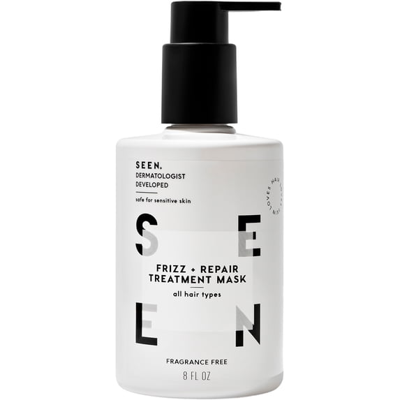 SEEN Frizz + Repair Treatment Mask - Fragrance Free - Fights Frizz, Repairs Damage for Stronger, Smoother, Healthier-Looking Hair - Safe for Sensitive Skin - 8 fl oz