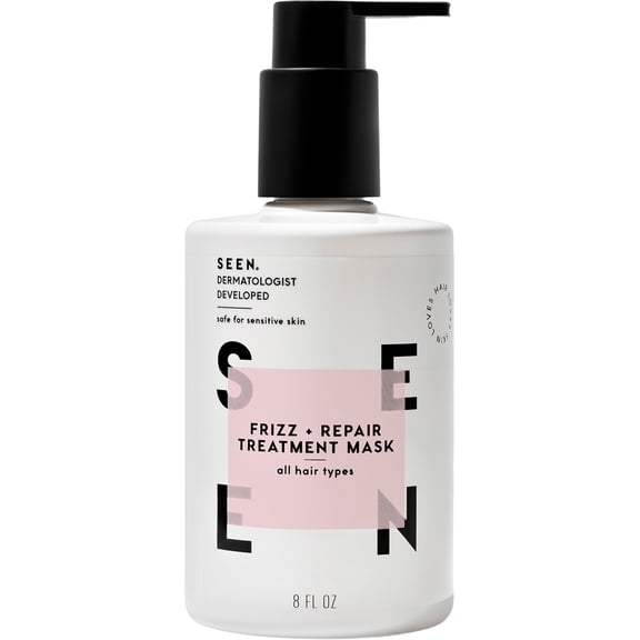 SEEN Frizz + Repair Treatment Mask - Scented- Fights Frizz, Repairs Damage for Stronger, Smoother, Healthier-Looking Hair - Safe for Sensitive Skin - 8 fl oz