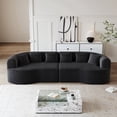 thumbnail image 1 of SEENYOO 106.3" Boneless Couch, Sectional for Living Room, Curved 4-Seater Cloud Style, 6 Pillows & Memory Foam Deep Seat, Corduroy Upholstery, Black, 1 of 11