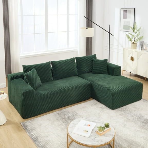 SEENYOO 108.7" Lounge Sofa, Green Sofa Bed for Living Room, Modular L-Shape Cloud Couch with Memory Foam & Oversized Chaise, 3-Seat Sectional