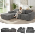 thumbnail image 1 of SEENYOO 112.99" Cloud Couch, L Shaped Sectional Sofa, Plush Corduroy Modular Deep Seat, Upholstered with Right Facing Chaise, No Assembly, for Living Room Bedroom, Gray, 1 of 12