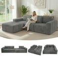 thumbnail image 1 of SEENYOO 112.99" Cloud Couch, L Shaped Sectional Sofa, Plush Corduroy Modular Deep Seat, Upholstered with Right Facing Chaise, No Assembly, for Living Room Bedroom, Gray, 1 of 13