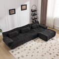 thumbnail image 1 of SEENYOO 117" Modular Sofa, L Shaped Sectional Couch, Chenille 3+1 Seater Couch, Deep-Seat Design, Modular Combination, Bamboo Joint Shape, Black, 1 of 12