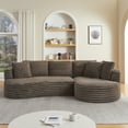 thumbnail image 1 of SEENYOO 120.90" Lounge Sofa, Sectional Sofas for Living Room; Modern Curved L-Shape Sleeper Sofa, Minimalist Design, No Assembly Required, Brown., 1 of 7