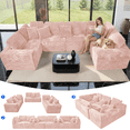 thumbnail image 1 of SEENYOO 135.5" Cloud Couch,Boneless Sectional Sofa for Living Room,Pink U Shaped Couch with Chaise,6-Seater,Corduroy Fabric,Freely Configurable Layout, 1 of 20